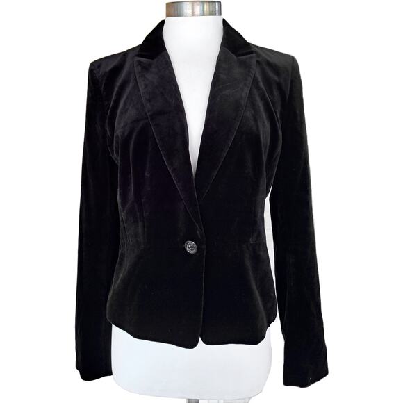 Banana Republic Jackets & Blazers - BANANA REPUBLC Black Velvet One-Button Blazer Jacket Size 10 Dressy Work Casual
